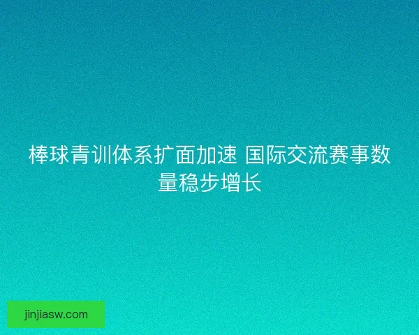 棒球青训体系扩面加速 国际交流赛事数量稳步增长