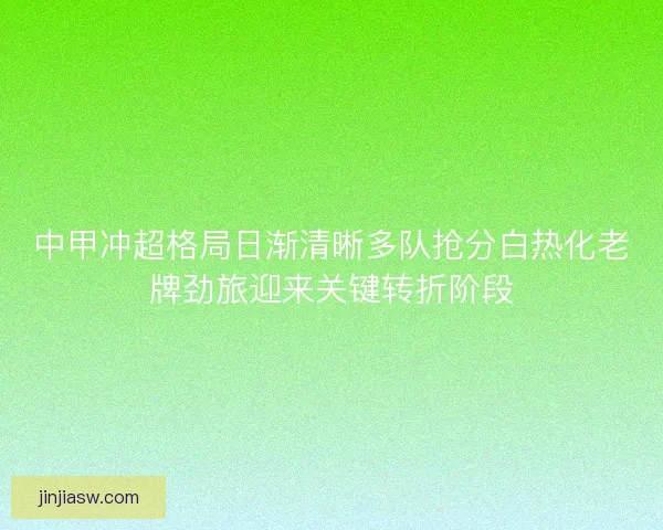 中甲冲超格局日渐清晰多队抢分白热化老牌劲旅迎来关键转折阶段