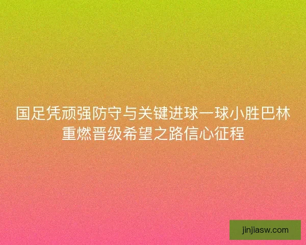 国足凭顽强防守与关键进球一球小胜巴林重燃晋级希望之路信心征程