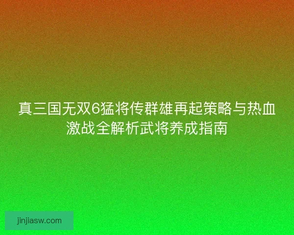真三国无双6猛将传群雄再起策略与热血激战全解析武将养成指南