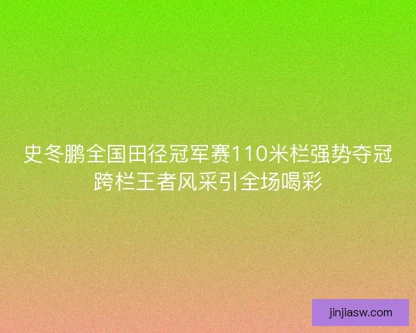史冬鹏全国田径冠军赛110米栏强势夺冠跨栏王者风采引全场喝彩